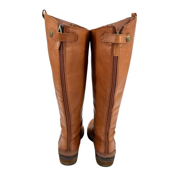 Sam Edelman Wide Penny Whiskey Brown Leather Tall Heeled Equestrian Riding Boots - Picture 3 of 12